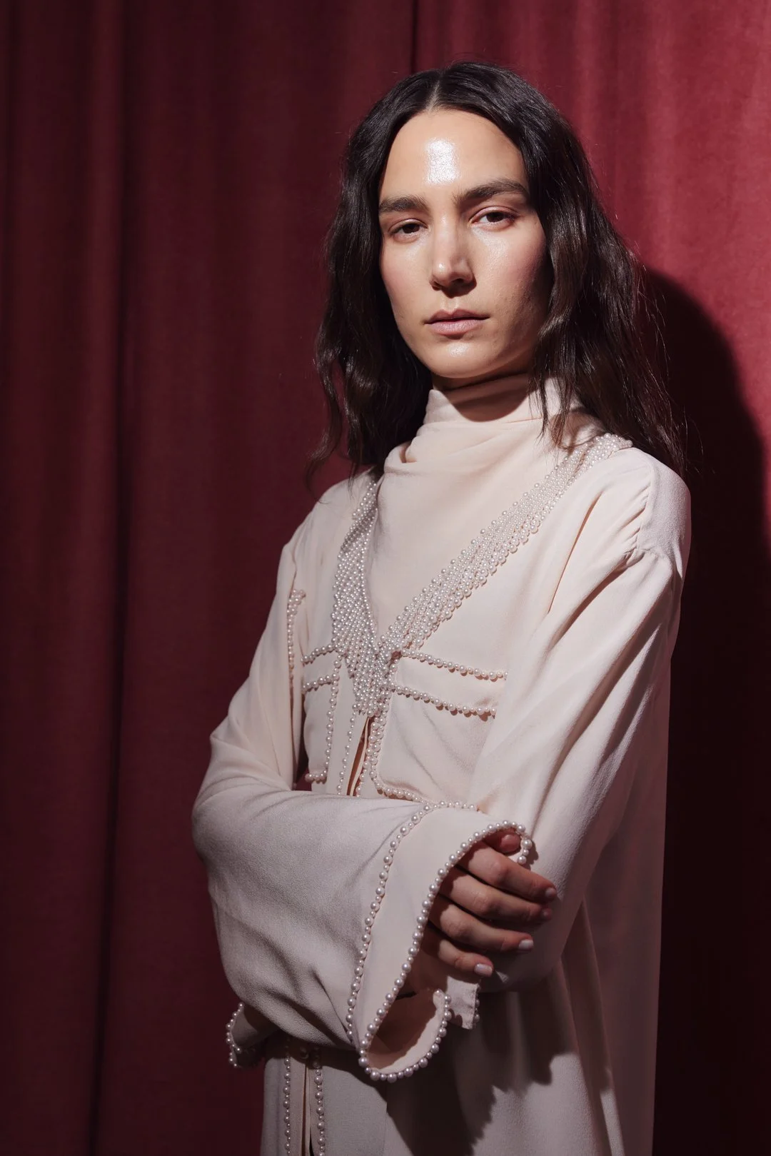 maison celon feather fringe cami dress